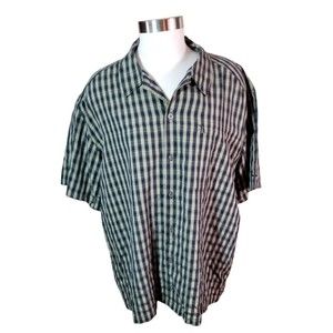 Columbia Sportswear Co Men's Button Up Shirt Zipper Pocket Black Gold Plaid XL